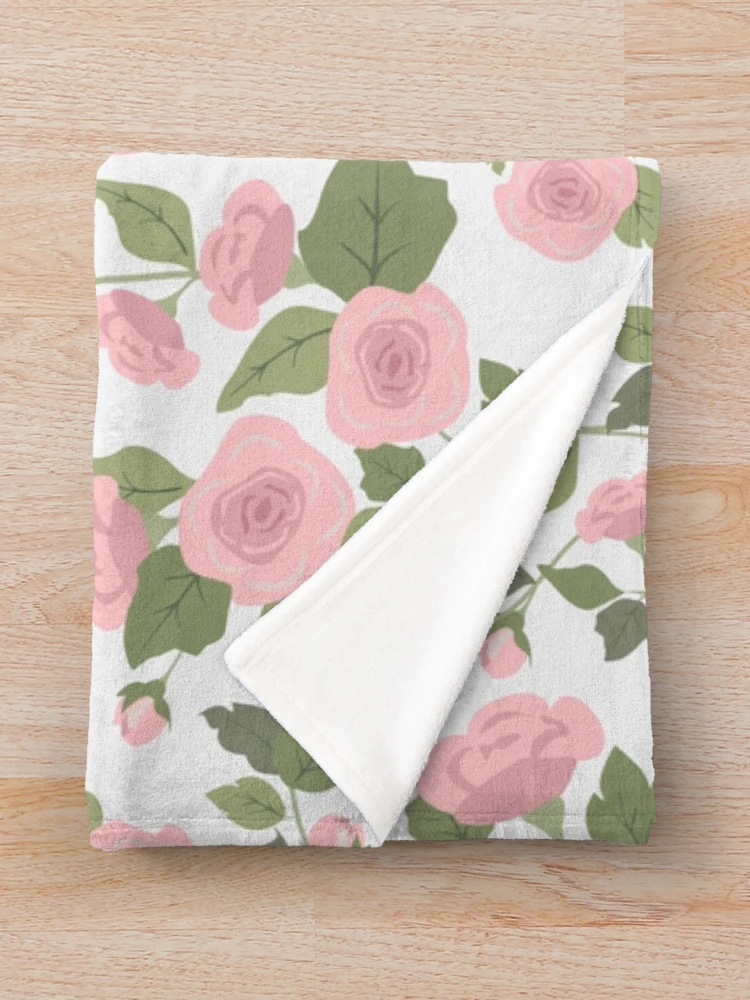 Thumbnail 3 of 6, Throw Blanket, Pink Rambling Roses designed and sold by junkydotcom.