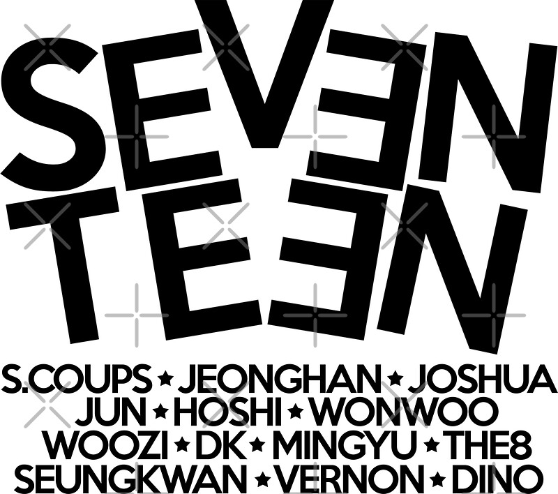 "Seventeen/17 Logo + Member Names KPOP" Stickers by PaolaAzeneth