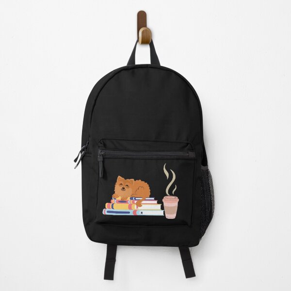Item preview, coffee, dog and books designed and sold by Wizabi.