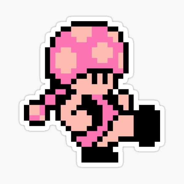 8-Bit Toadette Kicking Butt Sticker