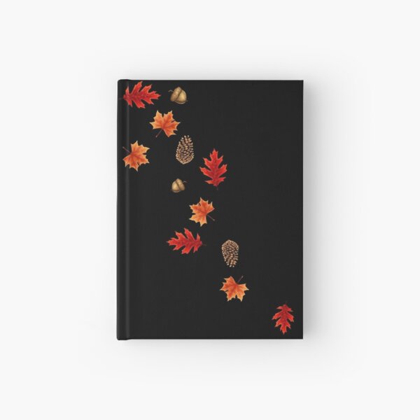 Autumn Leaves on Black Hardcover Journal