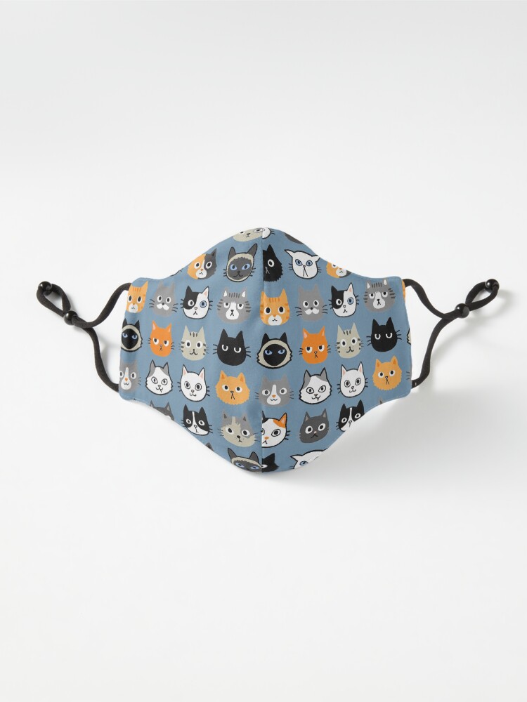 Alternate view of Assorted Cat Faces | Cute Quirky Kitty Cat Drawings Mask