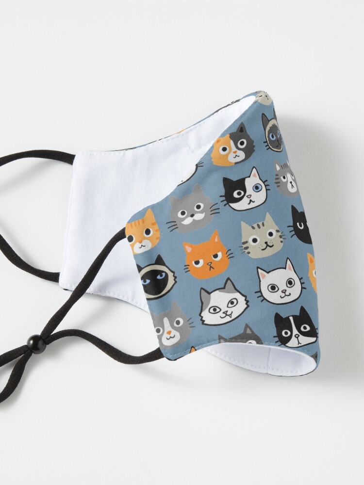 Alternate view of Assorted Cat Faces | Cute Quirky Kitty Cat Drawings Mask