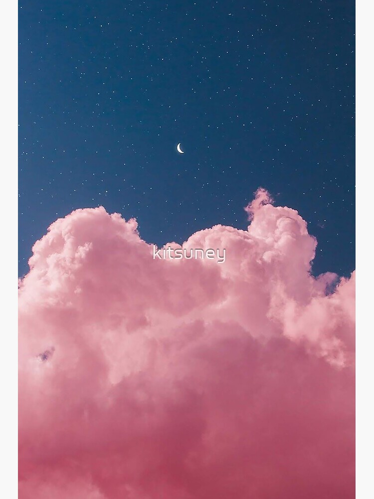 Pink Blue Dreamy Night Sky Cloud Pastel Aesthetic Girly Astrology Space  Vintage Galaxy Moon Stars