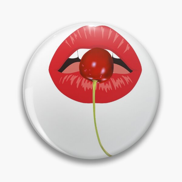 Item preview, Red lips biting cherry Open month with white teeth eating a red cheery designed and sold by mashmosh.