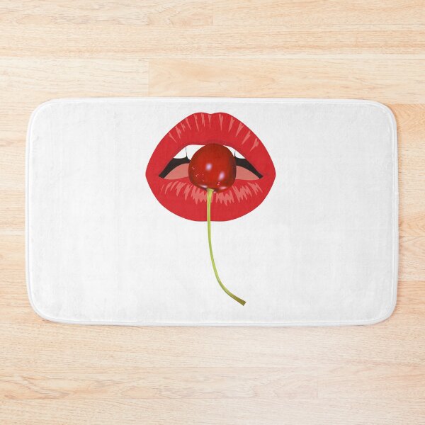 Item preview, Red lips biting cherry Open month with white teeth eating a red cheery designed and sold by mashmosh.