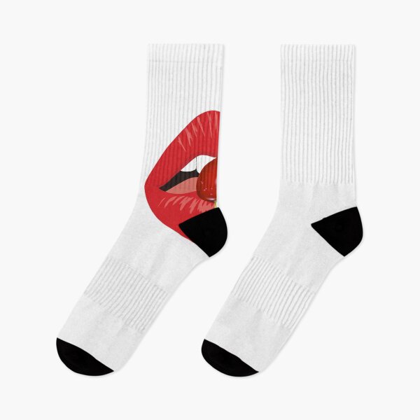 Item preview, Red lips biting cherry Open month with white teeth eating a red cheery designed and sold by mashmosh.