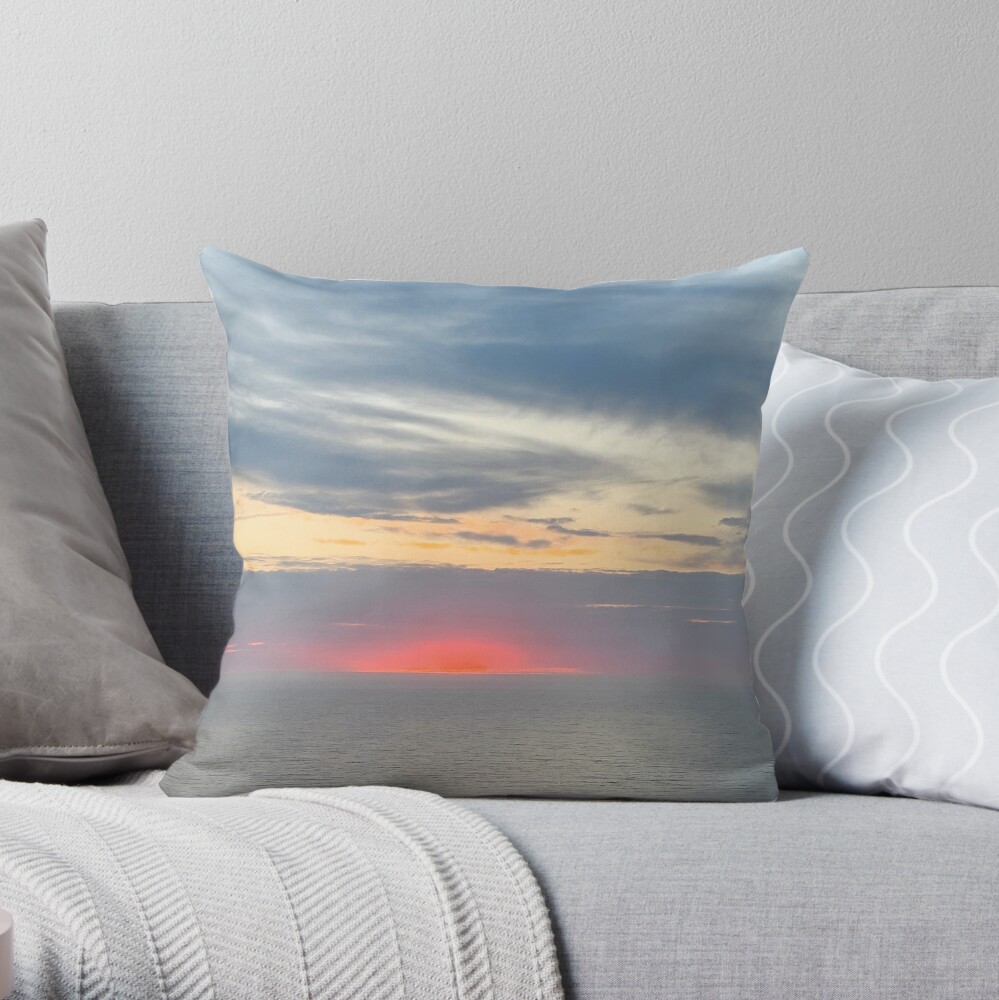 Red Sunset Beautiful Sky Over Pacific Ocean, Daly City, California by Christie Olstad Throw Pillow
