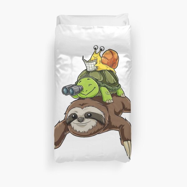 Sloth Turtle Snail Funny Sloth Running Duvet Cover
