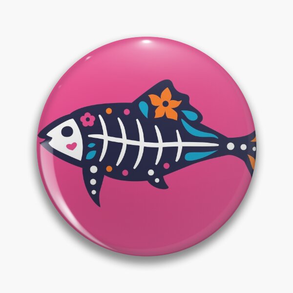 Item preview, Colorful Day of the Dead Pet Fish | Dia de los Muertos Pescado designed and sold by SLAG-Creative.