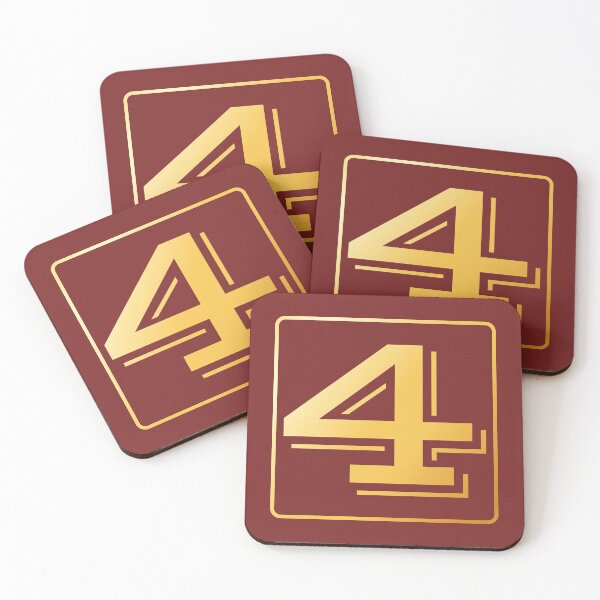Item preview, Gold Monogram No Number 4 Four on Fire Brick Red designed and sold by BleuSky.
