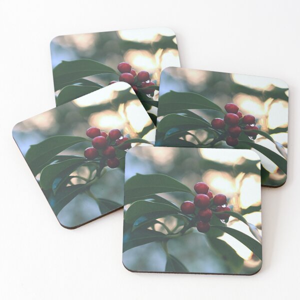 Item preview, Red autumn berries with green leaves on a twig during - Photography designed and sold by greatnorris.