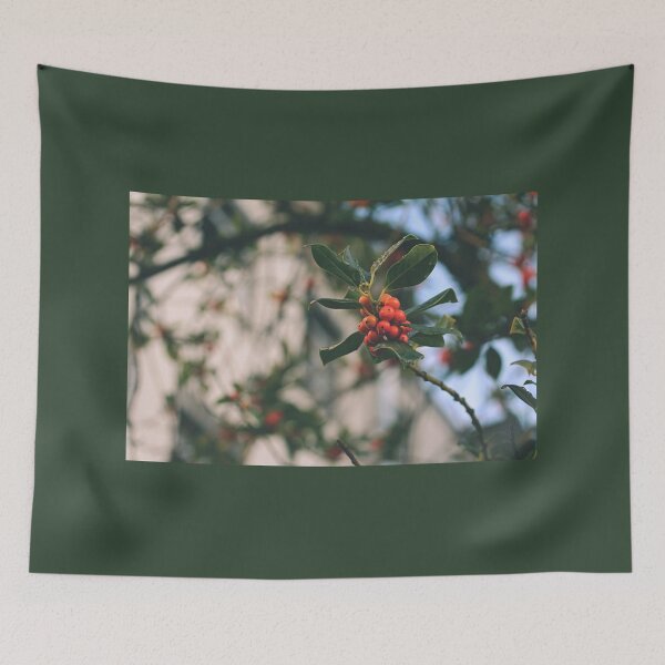 Item preview, Orange autumn berries with green leaves on a twig - Photography designed and sold by greatnorris.