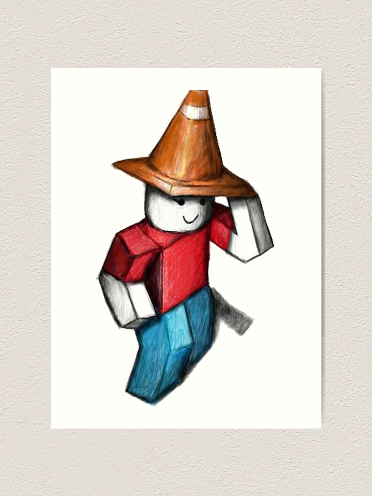Cone Blox Art Print By Pengu8 Redbubble - how to get traffic cone hat roblox