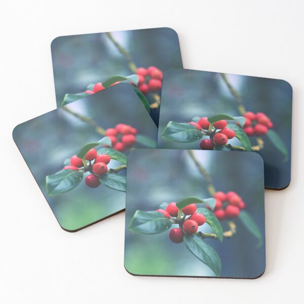 Item preview, Red autumn berries with green leaves on a twig - Photography designed and sold by greatnorris.