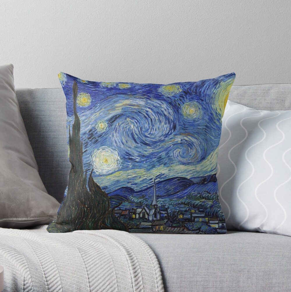 Starry Night - Vincent Van Gogh Throw Pillow