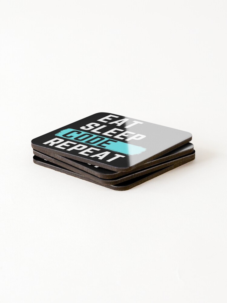 Thumbnail 4 of 5, Coasters (Set of 4), Eat Sleep Code Repeat designed and sold by m95sim.