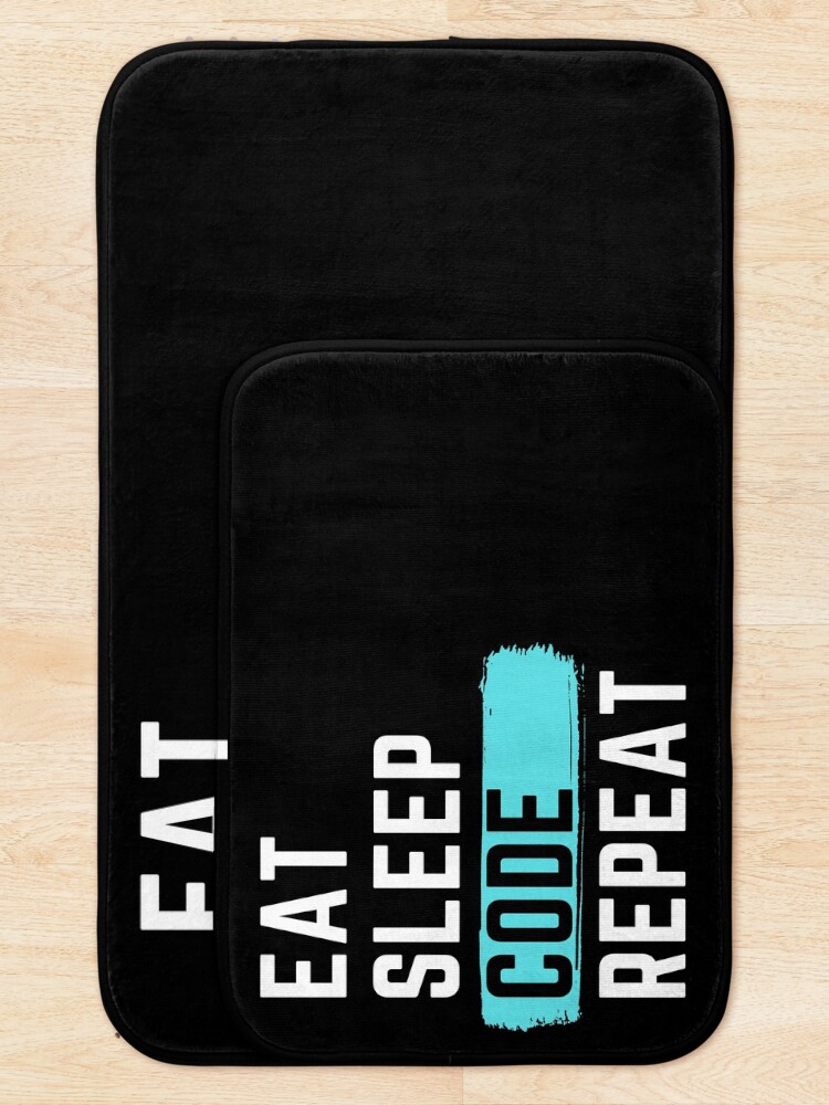 Thumbnail 5 of 6, Bath Mat, Eat Sleep Code Repeat designed and sold by m95sim.