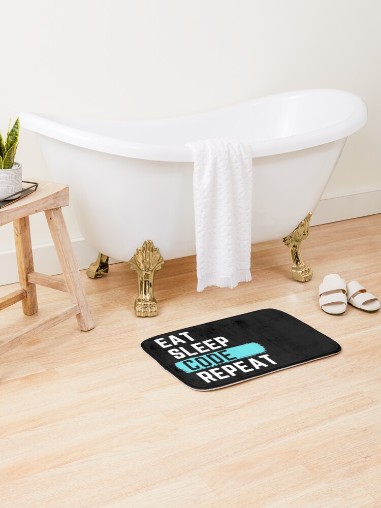 Thumbnail 2 of 6, Bath Mat, Eat Sleep Code Repeat designed and sold by m95sim.