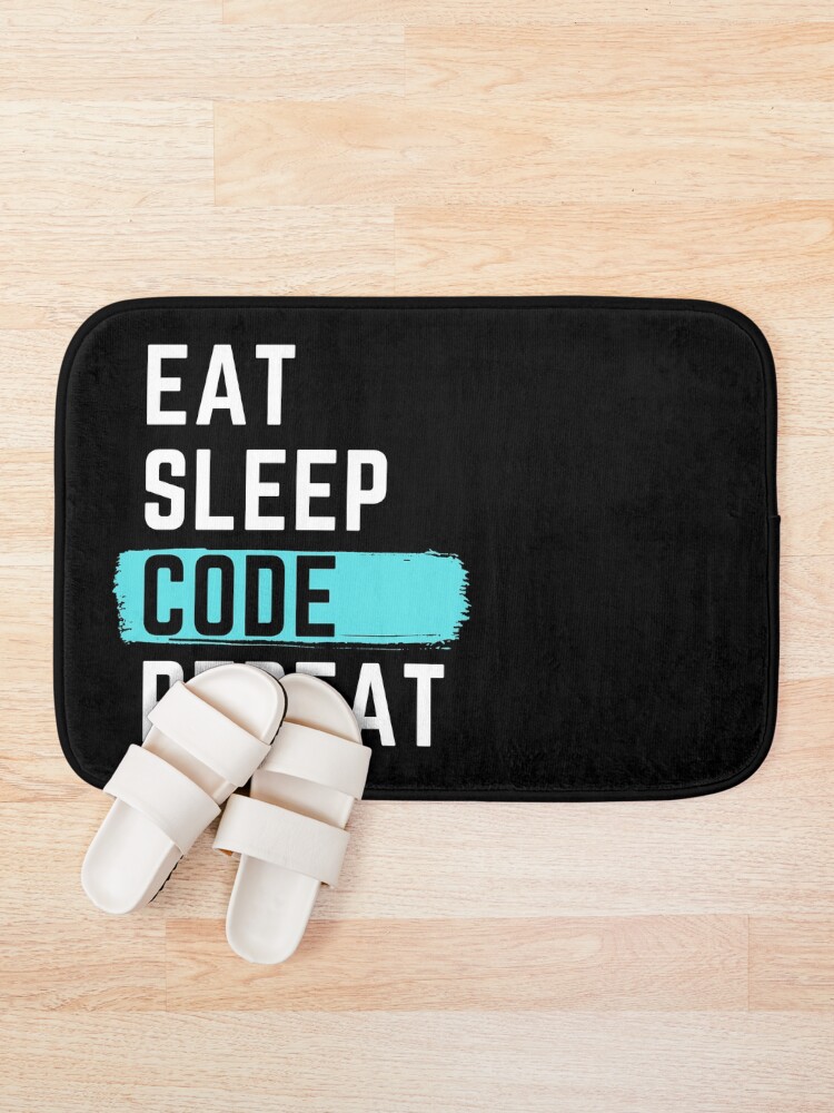 Thumbnail 1 of 6, Bath Mat, Eat Sleep Code Repeat designed and sold by m95sim.