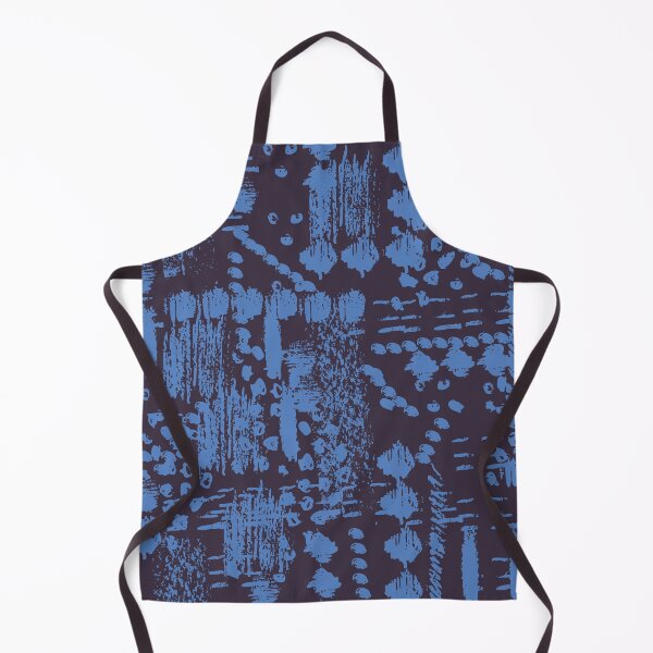 Item preview, abstract indigo blue marks pattern designed and sold by rysunki-malunki.