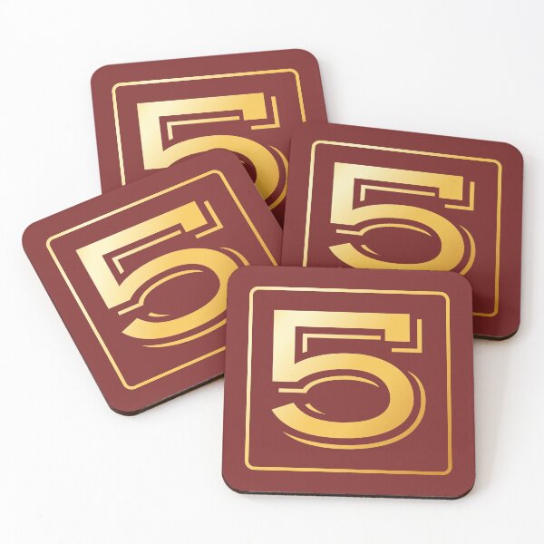 Item preview, Gold Monogram No Number 5 Five on Fire Brick Red designed and sold by BleuSky.