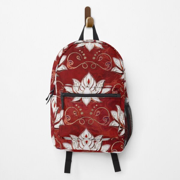 Item preview, Lotus flower pattern - red marble and gold designed and sold by k9printart.