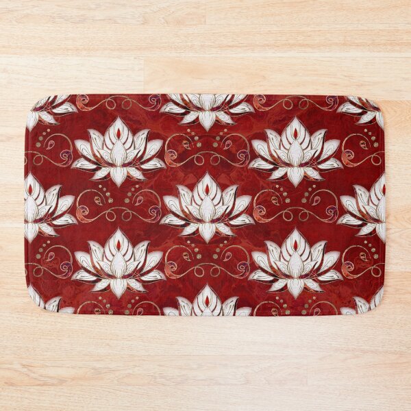 Item preview, Lotus flower pattern - red marble and gold designed and sold by k9printart.