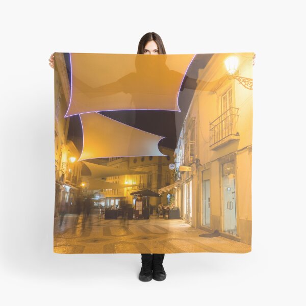 Item preview, Charming Faro Algarve Portugal - Nighttime Shopping Street with Cool Canvas Awnings designed and sold by Georgia Mizuleva.