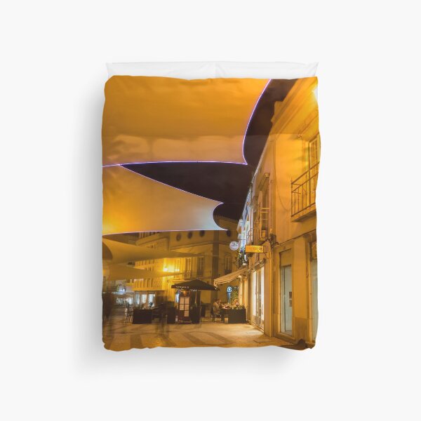 Item preview, Charming Faro Algarve Portugal - Nighttime Shopping Street with Cool Canvas Awnings designed and sold by Georgia Mizuleva.