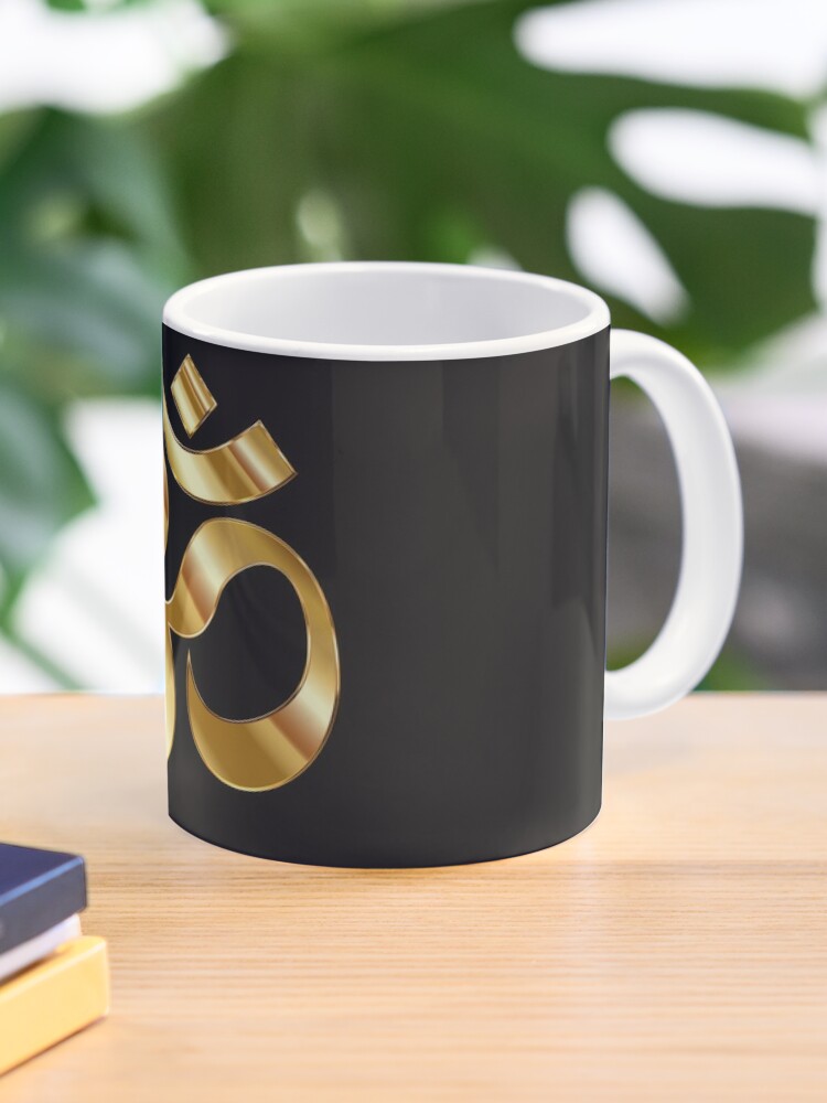 Coffee Mug, Golden Om Symbol designed and sold by PeaceGiftsShop
