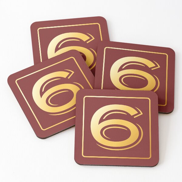 Item preview, Gold Monogram No Number 6 Six on Fire Brick Red designed and sold by BleuSky.