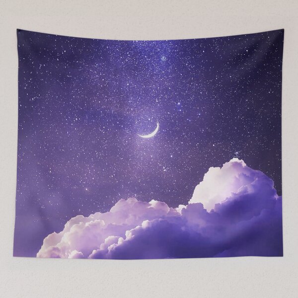 Item preview, Purple Stars Dreamy Night Sky Cloud Pastel Aesthetic Space Galaxy Moon designed and sold by kitsuney.