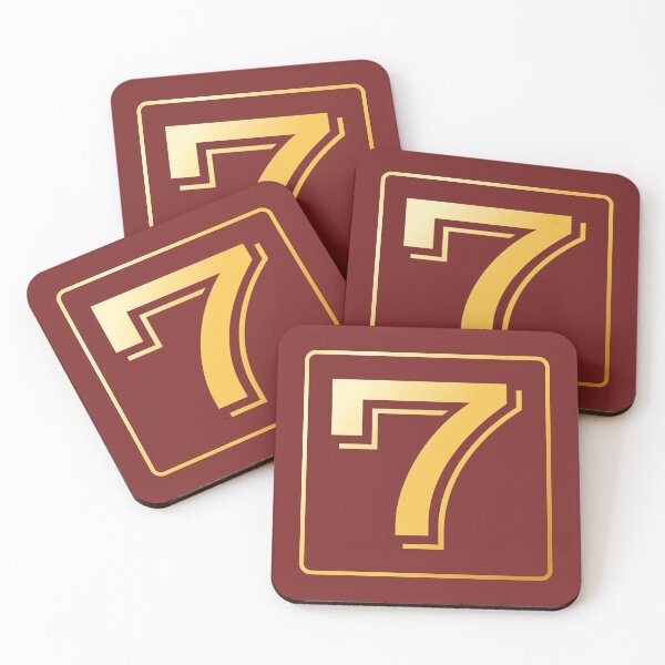 Item preview, Gold Monogram No Number 7 Seven on Fire Brick Red designed and sold by BleuSky.