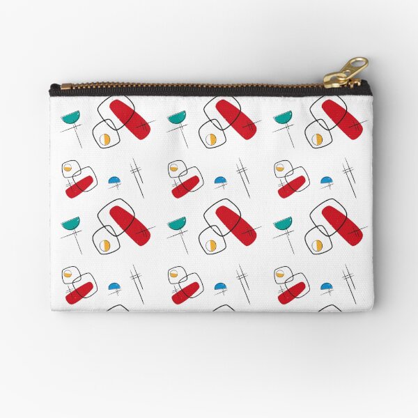 Splendette Mid Century Abstract White Zipper Pouch