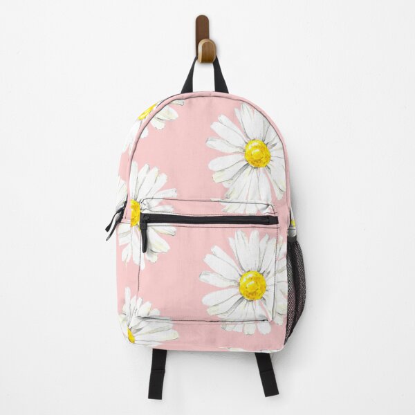 Item preview, Hand-painted watercolor camomile stickers on the pink background designed and sold by sentimentalica.