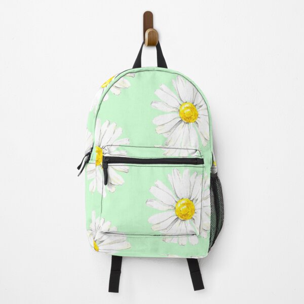 Item preview, Hand-painted watercolor camomile stickers on the pastel green background designed and sold by sentimentalica.