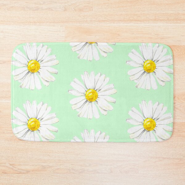Item preview, Hand-painted watercolor camomile stickers on the pastel green background designed and sold by sentimentalica.