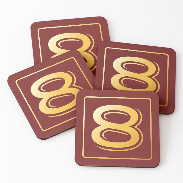 Item preview, Gold Monogram No Number 8 Eight on Fire Brick Red designed and sold by BleuSky.