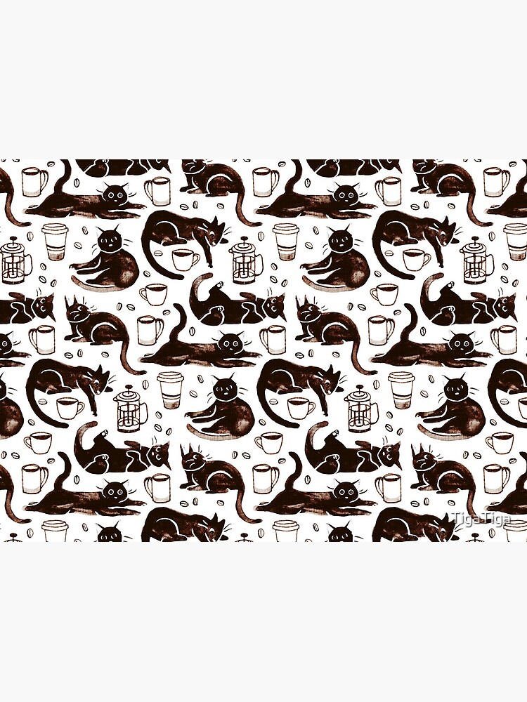 Gouache Black Cats & Coffee by TigaTiga