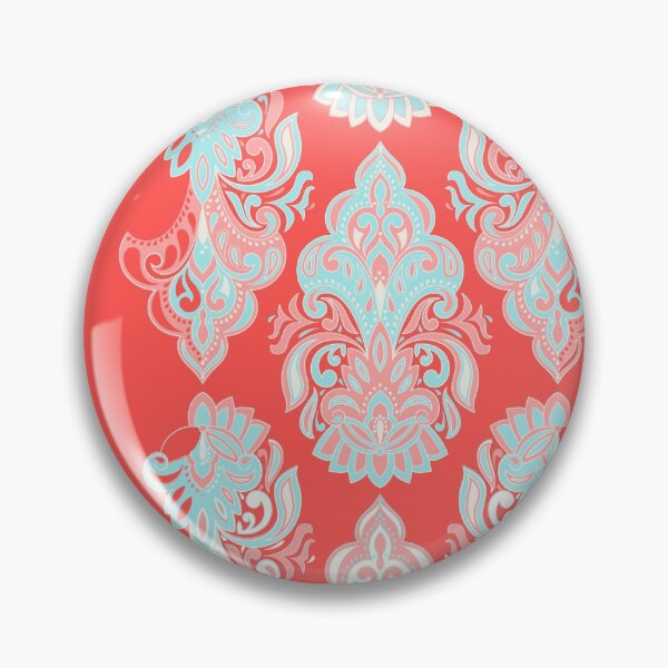 Item preview, Paisley  in teal and blush on coral designed and sold by anna0711.