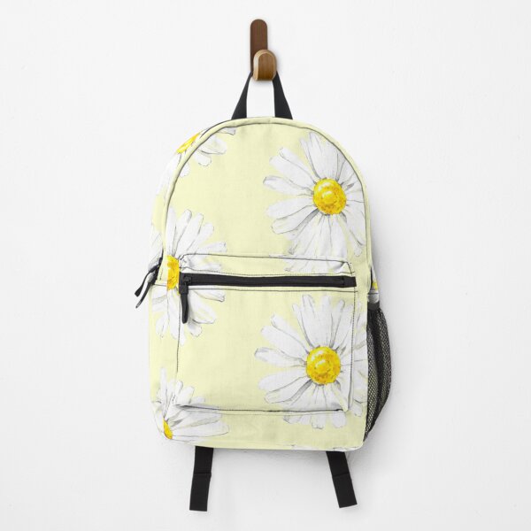 Item preview, Hand-painted watercolor camomile stickers on the pastel yellow background designed and sold by sentimentalica.