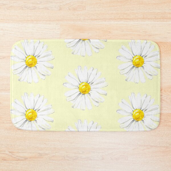 Item preview, Hand-painted watercolor camomile stickers on the pastel yellow background designed and sold by sentimentalica.