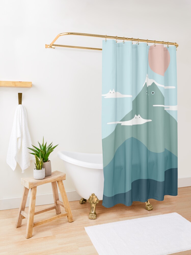 Alternate view of Cat Landscape 72B Shower Curtain