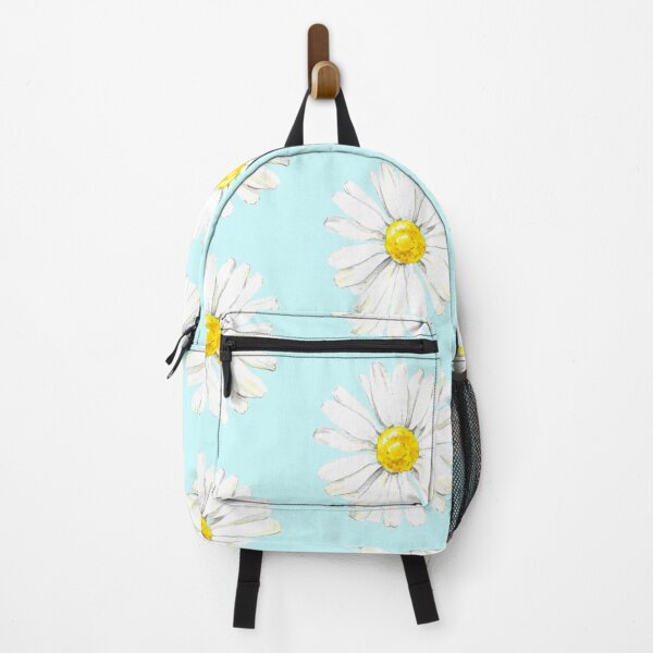 Item preview, Hand-painted watercolor camomile stickers on the pastel blue background designed and sold by sentimentalica.