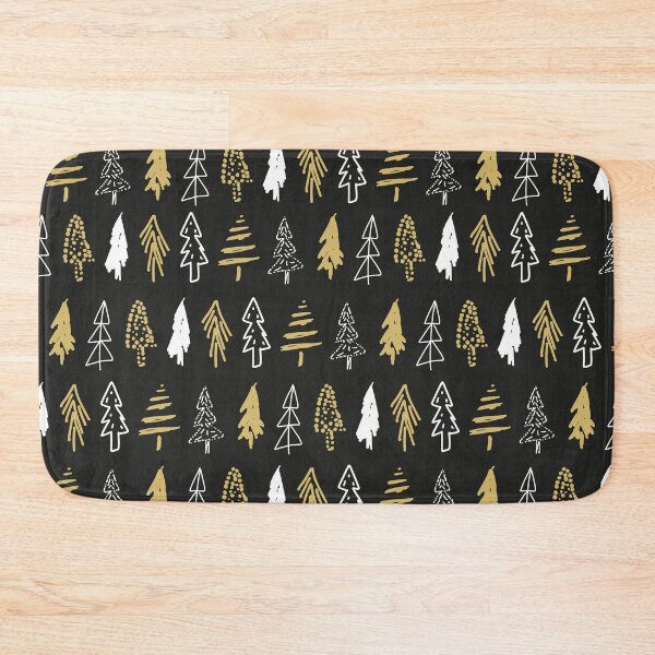 Item preview, Gold and white pine trees on black background designed and sold by anna0711.