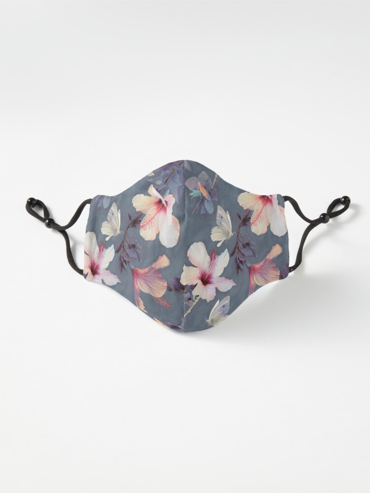 Alternate view of Butterflies and Hibiscus Flowers - a painted pattern Mask
