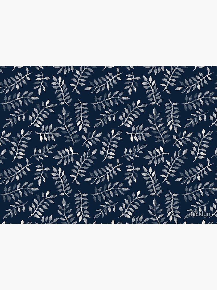 White Leaves on Navy - a hand painted pattern by micklyn