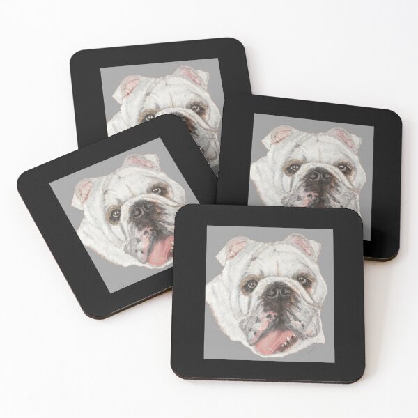 Item preview, English Bull Dog painting on grey background designed and sold by Jennifer Morcom.