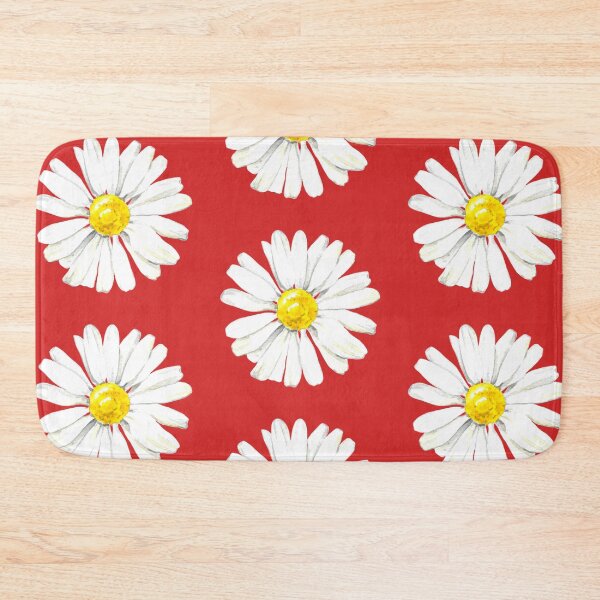 Item preview, Hand-painted watercolor camomile on the red background - camomile home designed and sold by sentimentalica.